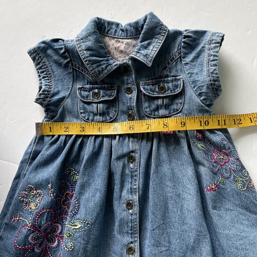 Vintage Carters Watch The Wear Denim Embroidered Dress Size 12M - Picture 6 of 10